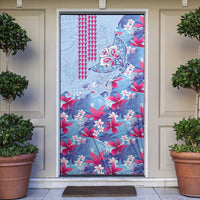 Hawaiian Tribal Manta Ray Door Cover Kakau Tattoo and Flowers Surfing Waves Pattern Soft Color LT03 Multicolor - Polynesian Pride