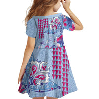 Hawaiian Tribal Manta Ray Family Matching Off Shoulder Maxi Dress and Hawaiian Shirt Kakau Tattoo and Flowers Surfing Waves Pattern Soft Color