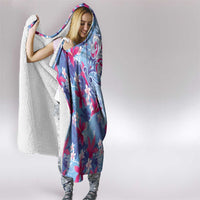 Hawaiian Tribal Manta Ray Hooded Blanket Kakau Tattoo and Flowers Surfing Waves Pattern Soft Color LT03 - Polynesian Pride