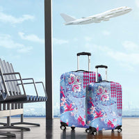 Hawaiian Tribal Manta Ray Luggage Cover Kakau Tattoo and Flowers Surfing Waves Pattern Soft Color LT03 - Polynesian Pride