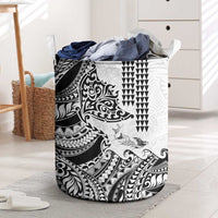 Hawaiian Tribal Manta Ray Laundry Basket Kakau Tattoo and Polynesian Art Motif Pattern