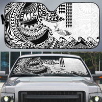 Hawaiian Tribal Manta Ray Auto Sun Shade Kakau Tattoo and Polynesian Art Motif Pattern