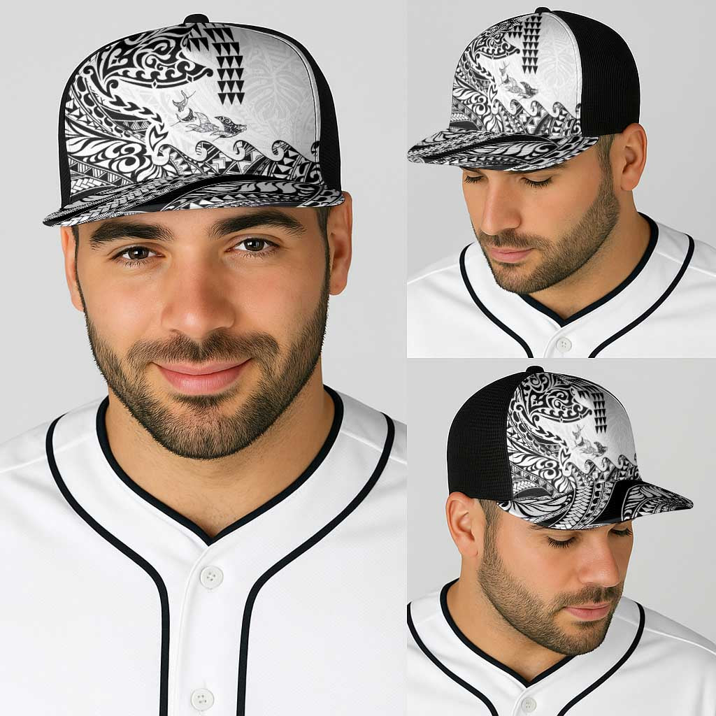 Hawaiian Tribal Manta Ray Baseball Net Cap Kakau Tattoo and Polynesian Art Motif Pattern