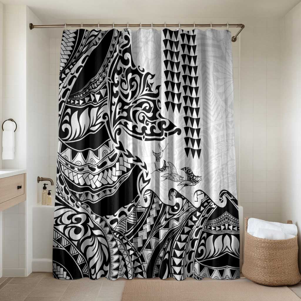 Hawaiian Tribal Manta Ray Bathroom Set Kakau Tattoo and Polynesian Art Motif Pattern