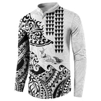Hawaiian Tribal Manta Ray Button Sweatshirt Kakau Tattoo and Polynesian Art Motif Pattern LT03 - Polynesian Pride