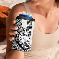 Hawaiian Tribal Manta Ray 4 in 1 Can Cooler Tumbler Kakau Tattoo and Polynesian Art Motif Pattern