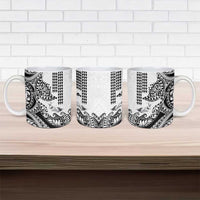 Hawaiian Tribal Manta Ray Ceramic Mug Kakau Tattoo and Polynesian Art Motif Pattern
