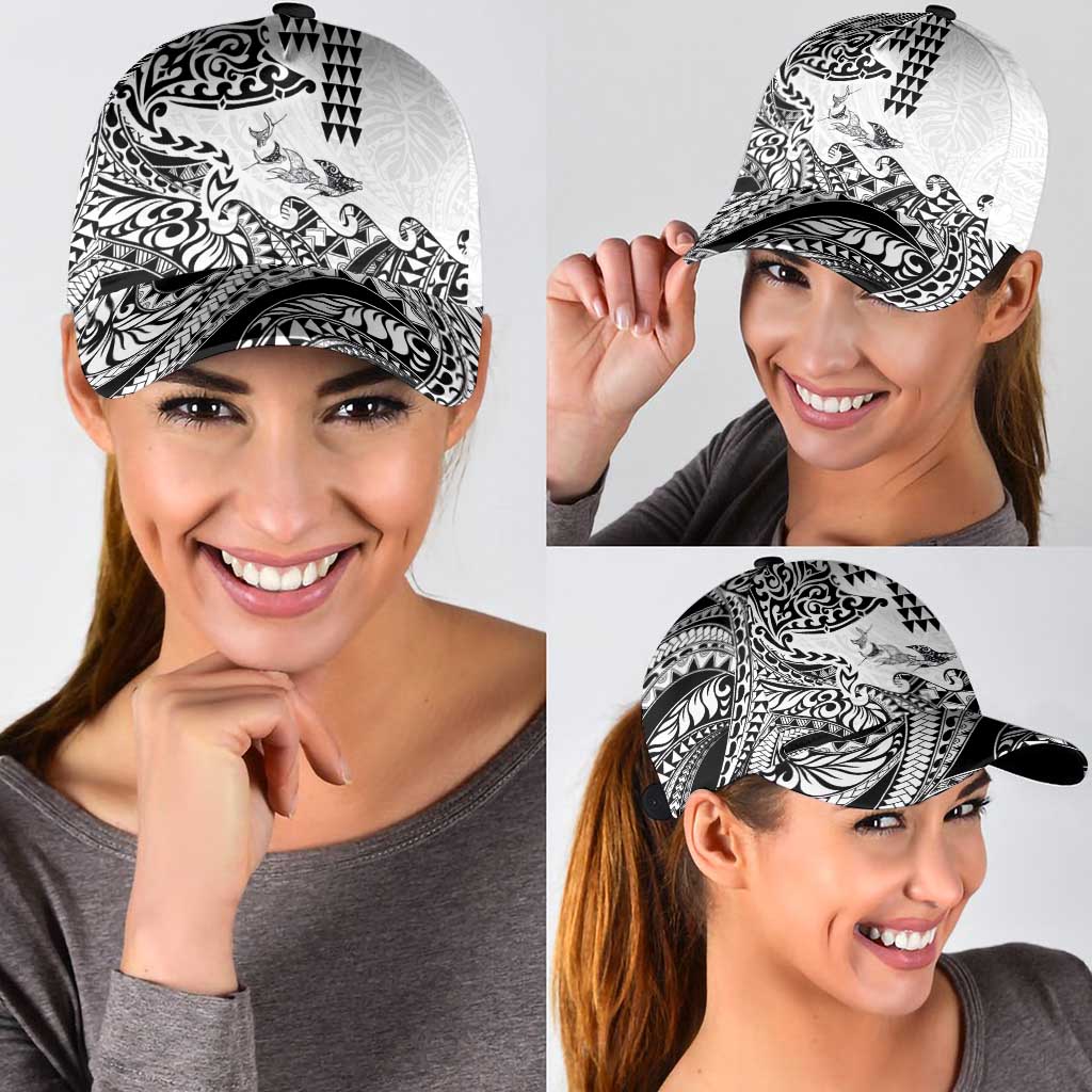 Hawaiian Tribal Manta Ray Classic Cap Kakau Tattoo and Polynesian Art Motif Pattern