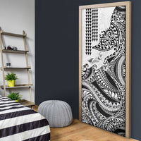 Hawaiian Tribal Manta Ray Door Cover Kakau Tattoo and Polynesian Art Motif Pattern