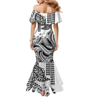 Hawaiian Tribal Manta Ray Family Matching Mermaid Dress and Hawaiian Shirt Kakau Tattoo and Polynesian Art Motif Pattern