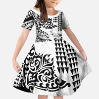 Hawaiian Tribal Manta Ray Family Matching Summer Maxi Dress and Hawaiian Shirt Kakau Tattoo and Polynesian Art Motif Pattern