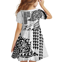Hawaiian Tribal Manta Ray Family Matching Summer Maxi Dress and Hawaiian Shirt Kakau Tattoo and Polynesian Art Motif Pattern