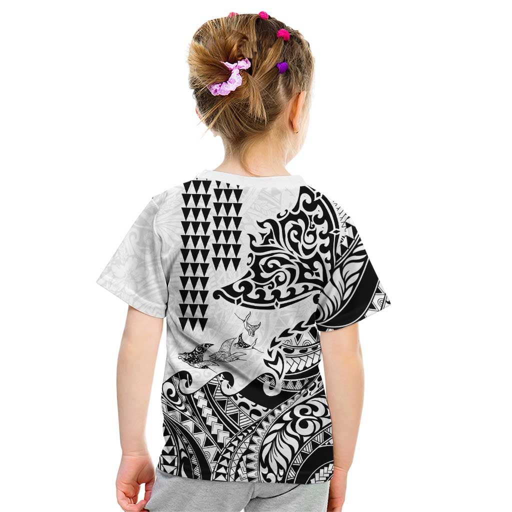 Hawaiian Tribal Manta Ray Kid T Shirt Kakau Tattoo and Polynesian Art Motif Pattern