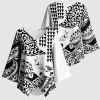Hawaiian Tribal Manta Ray Kimono Sleeve Blouse Kakau Tattoo and Polynesian Art Motif Pattern LT03 - Polynesian Pride