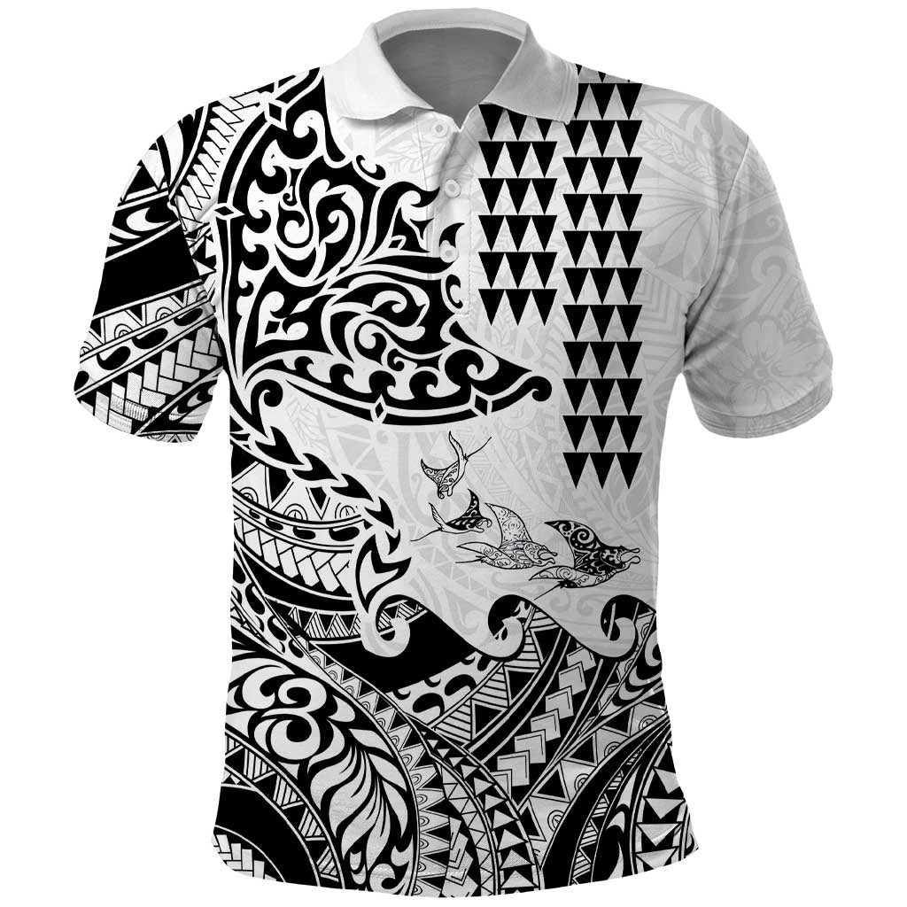Hawaiian Tribal Manta Ray Polo Shirt Kakau Tattoo and Polynesian Art Motif Pattern LT03 Multicolor - Polynesian Pride