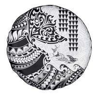 Hawaiian Tribal Manta Ray Spare Tire Cover Kakau Tattoo and Polynesian Art Motif Pattern