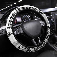 Hawaiian Tribal Manta Ray Steering Wheel Cover Kakau Tattoo and Polynesian Art Motif Pattern LT03 Universal Fit Multicolor - Polynesian Pride
