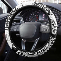 Hawaiian Tribal Manta Ray Steering Wheel Cover Kakau Tattoo and Polynesian Art Motif Pattern LT03 - Polynesian Pride