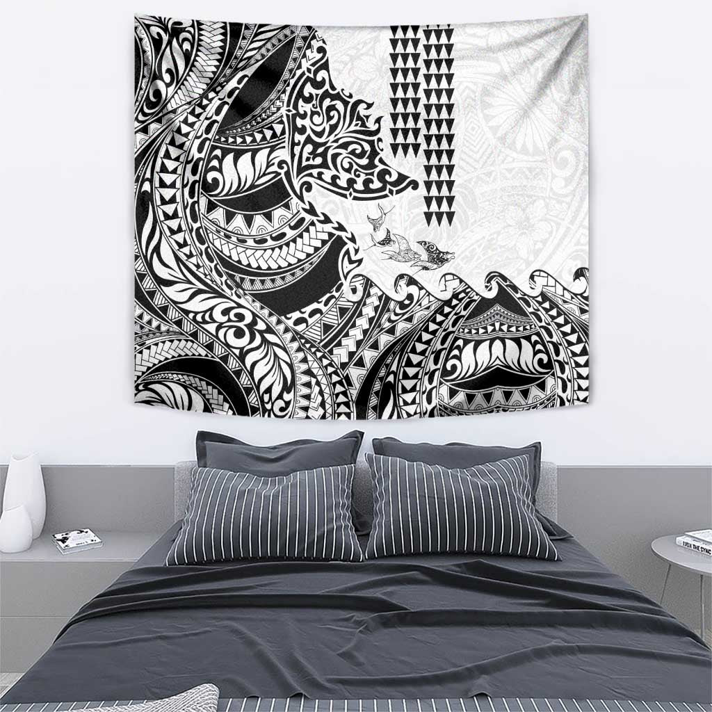 Hawaiian Tribal Manta Ray Tapestry Kakau Tattoo and Polynesian Art Motif Pattern
