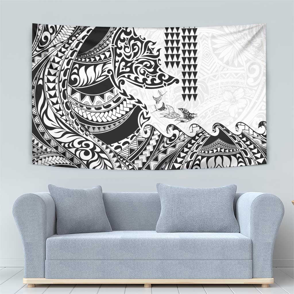 Hawaiian Tribal Manta Ray Tapestry Kakau Tattoo and Polynesian Art Motif Pattern