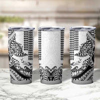 Hawaiian Tribal Manta Ray Tumbler Cup Kakau Tattoo and Polynesian Art Motif Pattern