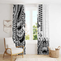 Hawaiian Tribal Manta Ray Window Curtain Kakau Tattoo and Polynesian Art Motif Pattern