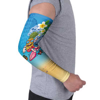 Hawaiian Funny Pineapple Surfing Arm Sleeves Beach with Tribal Kakau and Plumeria