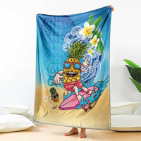 Hawaiian Funny Pineapple Surfing Blanket Beach with Tribal Kakau and Plumeria