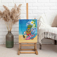 Hawaiian Funny Pineapple Surfing Canvas Wall Art Beach with Tribal Kakau and Plumeria LT03 - Polynesian Pride