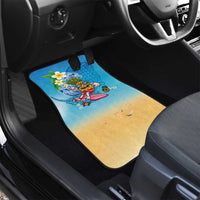 Hawaiian Funny Pineapple Surfing Car Mats Beach with Tribal Kakau and Plumeria