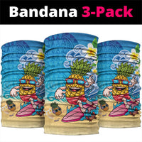 Hawaiian Funny Pineapple Surfing Neck Gaiter Beach with Tribal Kakau and Plumeria