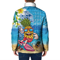 Hawaiian Funny Pineapple Surfing Padded Jacket Beach with Tribal Kakau and Plumeria LT03 - Polynesian Pride
