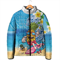 Hawaiian Funny Pineapple Surfing Padded Jacket Beach with Tribal Kakau and Plumeria LT03 - Polynesian Pride