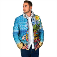 Hawaiian Funny Pineapple Surfing Padded Jacket Beach with Tribal Kakau and Plumeria LT03 - Polynesian Pride
