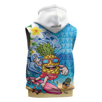 Hawaiian Funny Pineapple Surfing Sleeveless Hoodie Beach with Tribal Kakau and Plumeria