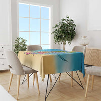 Hawaiian Funny Pineapple Surfing Tablecloth Beach with Tribal Kakau and Plumeria