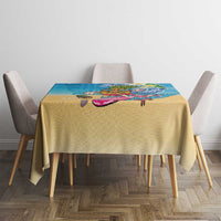 Hawaiian Funny Pineapple Surfing Tablecloth Beach with Tribal Kakau and Plumeria