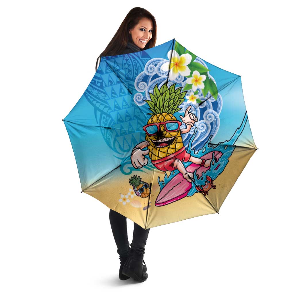 Hawaiian Funny Pineapple Surfing Umbrella Beach with Tribal Kakau and Plumeria LT03 - Polynesian Pride