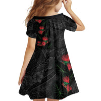 Hawaiian Taro Leaves and Ohia Lehua Family Matching Mermaid Dress and Hawaiian Shirt Polynesian Tribal Art Tropical Plants Motifs Grayscale LT03 - Polynesian Pride