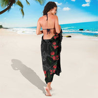 Hawaiian Taro Leaves and Ohia Lehua Sarong Polynesian Tribal Art Tropical Plants Motifs Grayscale