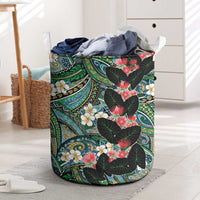 Hawaiian Taro Leaves and Ohia Lehua Laundry Basket Polynesian Tribal Art Tropical Plants Motifs Colorful LT03 Multicolor - Polynesian Pride