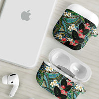 Hawaiian Taro Leaves and Ohia Lehua AirPods Case Polynesian Tribal Art Tropical Plants Motifs Colorful