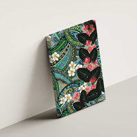 Hawaiian Taro Leaves and Ohia Lehua Canvas Wall Art Polynesian Tribal Art Tropical Plants Motifs Colorful