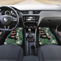 Hawaiian Taro Leaves and Ohia Lehua Car Mats Polynesian Tribal Art Tropical Plants Motifs Colorful