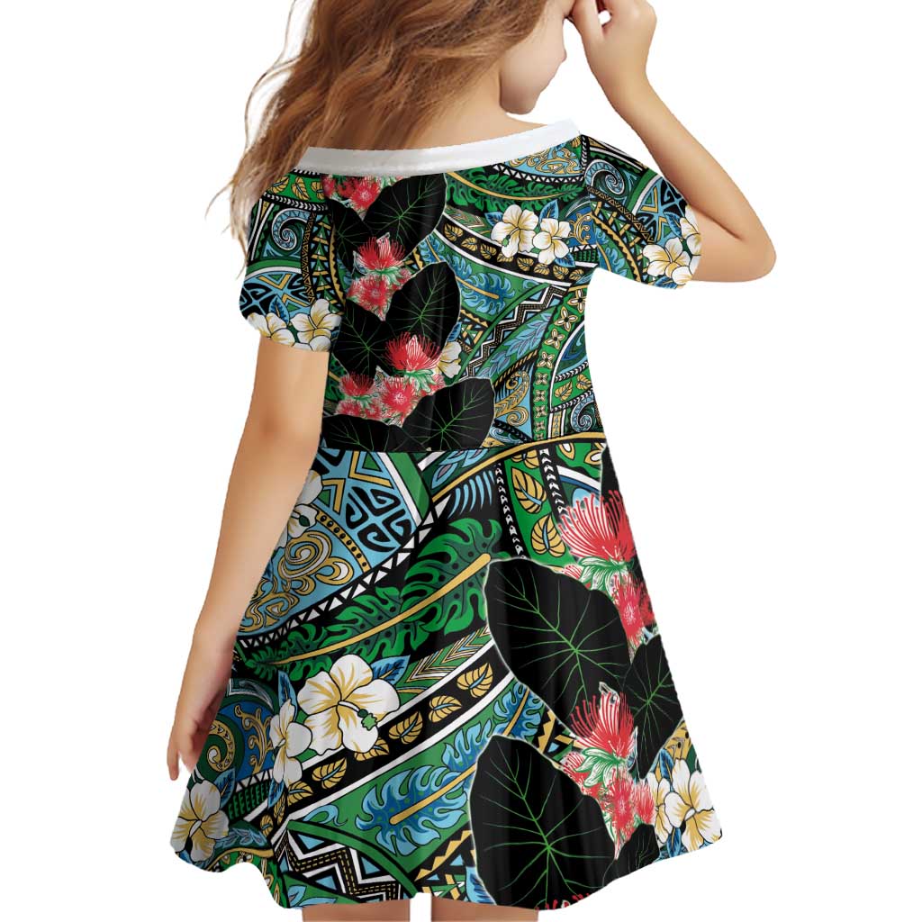 Hawaiian Taro Leaves and Ohia Lehua Family Matching Tank Maxi Dress and Hawaiian Shirt Polynesian Tribal Art Tropical Plants Motifs Colorful LT03 - Polynesian Pride