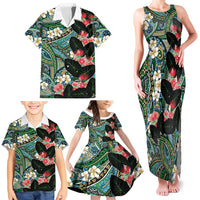 Hawaiian Taro Leaves and Ohia Lehua Family Matching Tank Maxi Dress and Hawaiian Shirt Polynesian Tribal Art Tropical Plants Motifs Colorful LT03 - Polynesian Pride