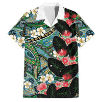 Hawaiian Taro Leaves and Ohia Lehua Family Matching Tank Maxi Dress and Hawaiian Shirt Polynesian Tribal Art Tropical Plants Motifs Colorful LT03 Dad's Shirt - Short Sleeve Multicolor - Polynesian Pride
