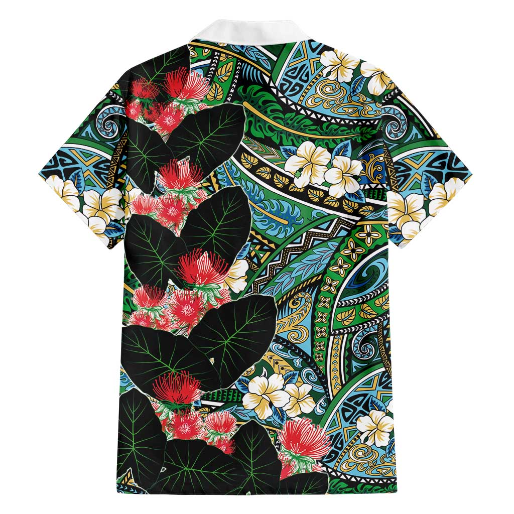 Hawaiian Taro Leaves and Ohia Lehua Family Matching Tank Maxi Dress and Hawaiian Shirt Polynesian Tribal Art Tropical Plants Motifs Colorful LT03 - Polynesian Pride