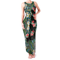 Hawaiian Taro Leaves and Ohia Lehua Family Matching Tank Maxi Dress and Hawaiian Shirt Polynesian Tribal Art Tropical Plants Motifs Colorful LT03 Mom's Dress Multicolor - Polynesian Pride