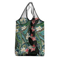 Hawaiian Taro Leaves and Ohia Lehua Grocery Bag Polynesian Tribal Art Tropical Plants Motifs Colorful
